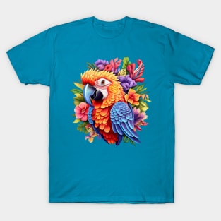 Floral Parrot Portrait #6 T-Shirt